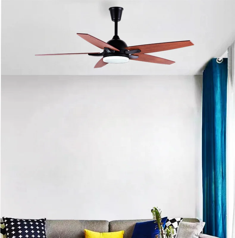 Modern 52-inch LED Light Smart APP Control Fan Infinitely Dimmable Feature Black Walnut Wooden ABS Plywood DC Remote Control - Image 3