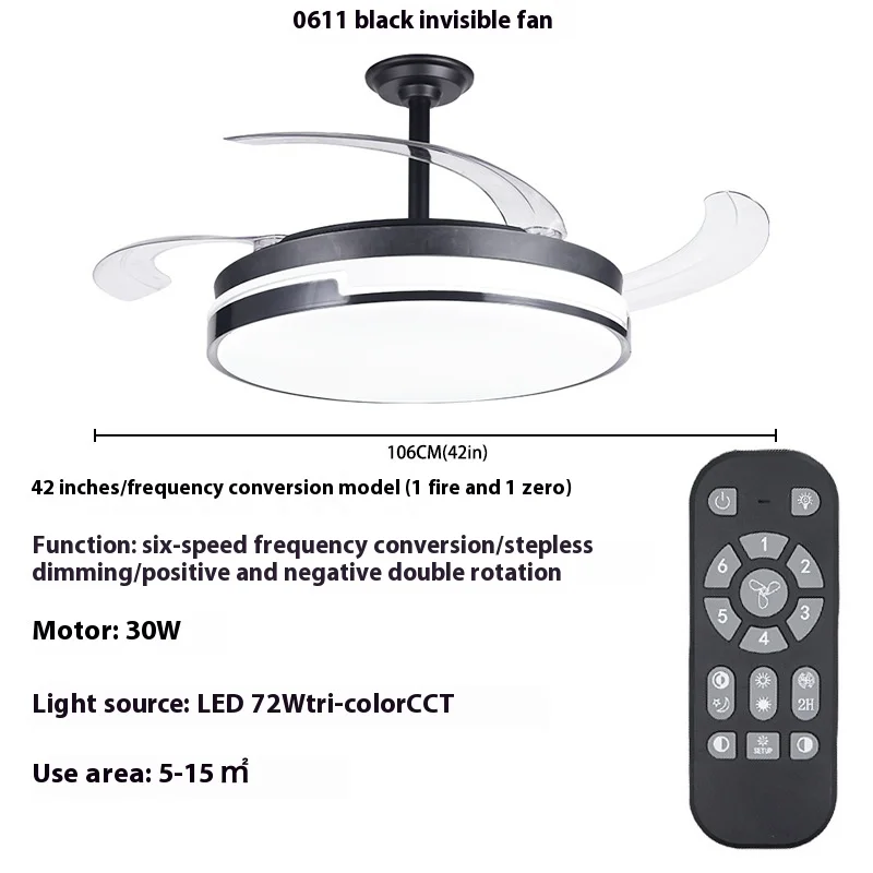 Hongyun Customizable Modern LED Light DC Motor Ceiling Fan 42 Inch Remote Control Wind Tune Cost-Effective for Home Restaurant - Image 6
