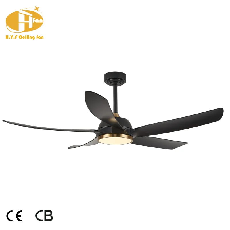 ABS 5 Blades Black LED Light Ceiling Fan Ceiling Fan Smart DC Motor Remote Control Ceiling Fan with Warm Light - Image 3