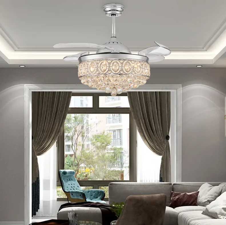 Bathroom Dining 110V/220V Contemporary Ceiling Fan Light. Stepless Dimmable LED. Easy Install - Modern Ceiling Fan Light - Image 3