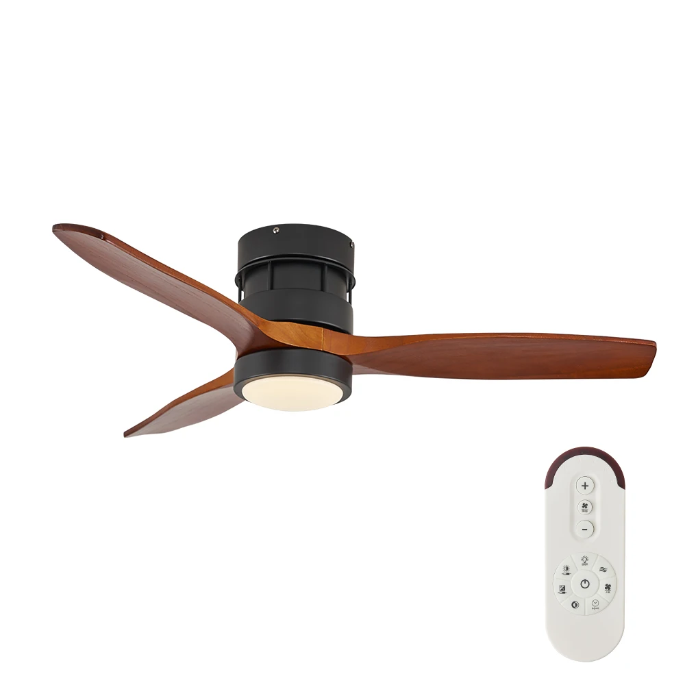 42/52 Inch Ceiling Fan with LED Lights Three Pcs Solid Wood Blades Remote Control Ceiling Fan - Image 3