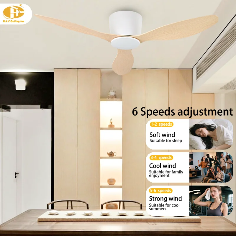 Modern Slim 3-Blade Ceiling Fan Without Light. Minimalist Style. Noiseless Reversible DC Motor - Indoor Low-Profile Ceiling Fan - Image 6