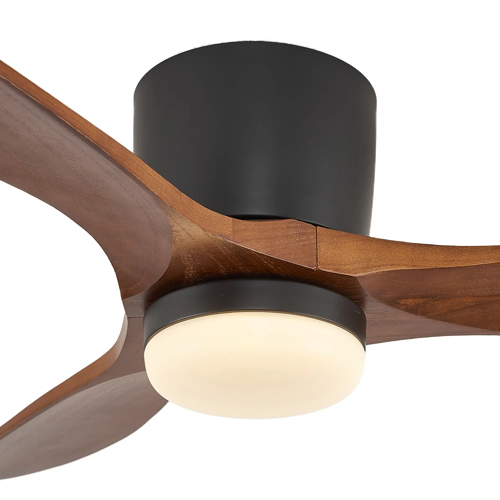 42 Inches Three Pcs Solid Wood Ceiling Fan Sand Nickel Black Color LED Warm Light Ceiling Fan for Bed Room - Image 2