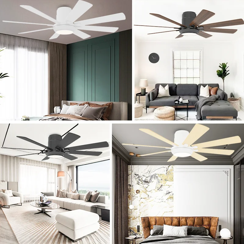 56/60 Inch 8-Blade Multiple Color Ceiling Fan Light Matte Black LED & 6Speed Quiet DC Motor Remote Control for Commercial Space - Image 5