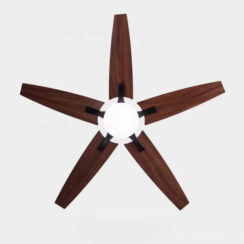 Modern 52-inch LED Light Smart APP Control Fan Infinitely Dimmable Feature Black Walnut Wooden ABS Plywood DC Remote Control - Image 4