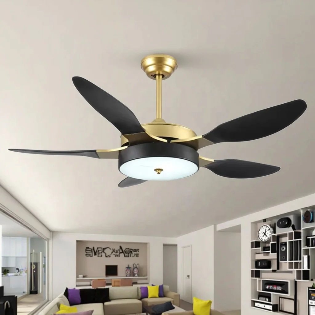 Modern LED Ceiling Fan with 5 Silent Blades and Splicing Color Remote Control DC Motor for Home Kitchen Bedroom Use - Image 3
