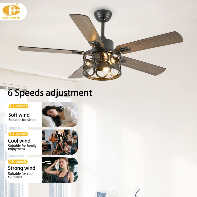 Attic Dining Room Vintage 5-Blade Ceiling Fan. Quiet Reversible Motor. 3 E27 LED Bulbs - Decorative - Vintage Ceiling Fan Light - Image 5