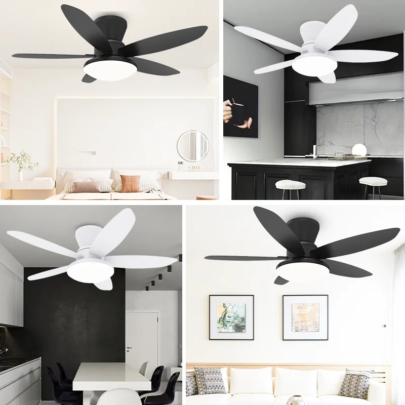 Modern Black White Ceiling Fan. Easy Mount. Quiet DC Motor. Dimmable LED. Acrylic Shade. 5 Blades - Home Ceiling Fan Light - Image 5