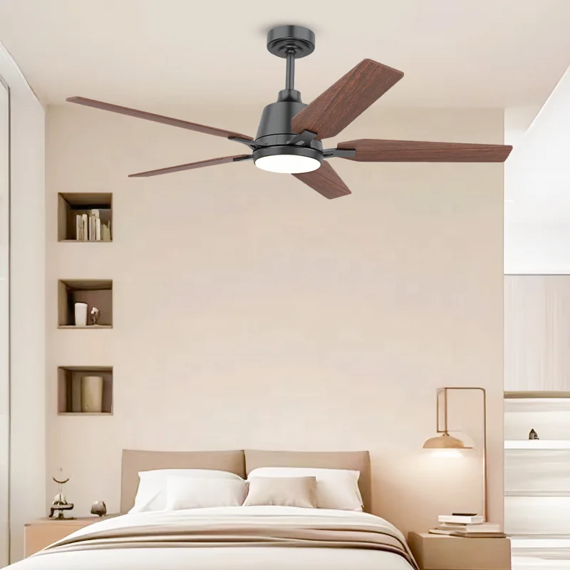 5 Blade Plywood Ceiling Fan 52/42-Inch Integrated LED Indoor Ceiling Fans with Light and Remote Control Included - Image 3