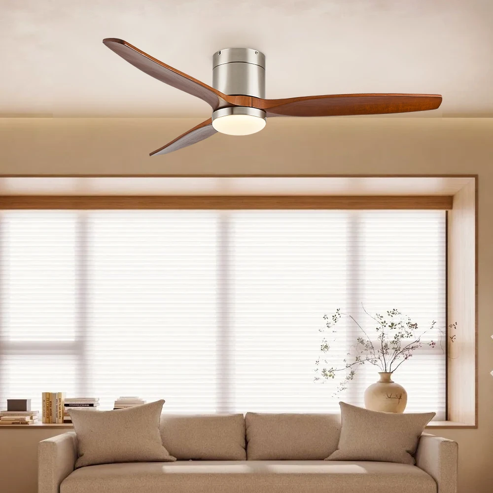 52 Inch Modern Ceiling Fan with LED Lights Remote Silent Cool Wind AC 110V Solid Wood Iron Body Remote Control Ceiling fan - Image 6