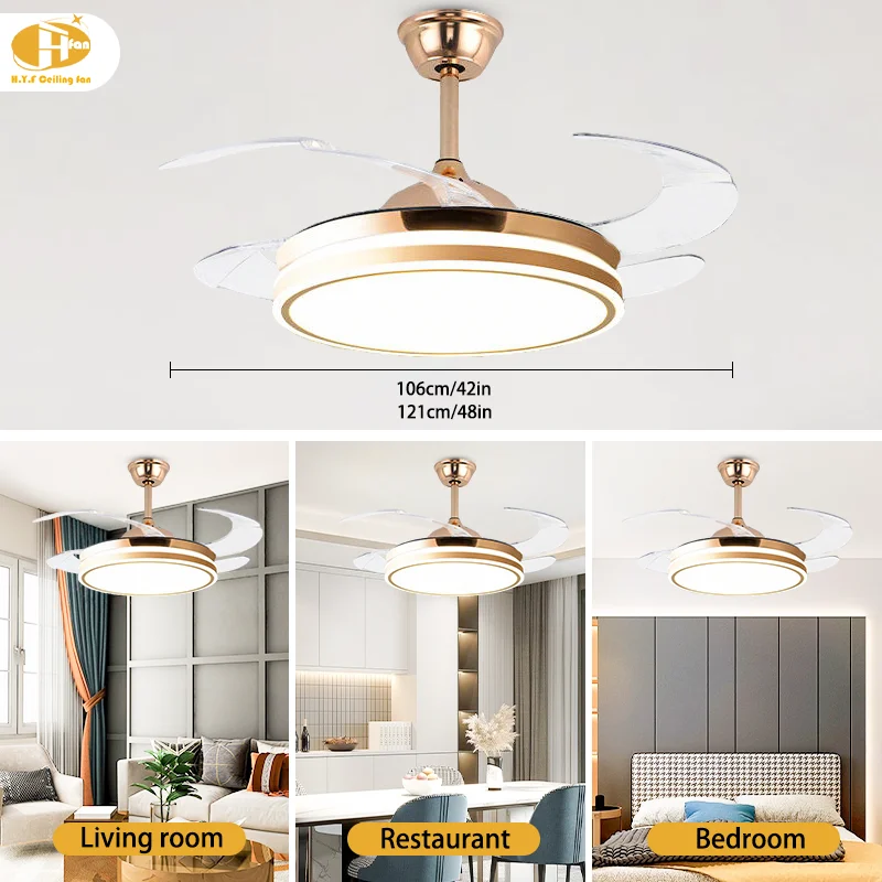 2025 Modern LED Ceiling Fan Retractable Blades. with Light. Remote Control. 42/48-Inch. 220V. for Living Room & Dining Room - Image 3