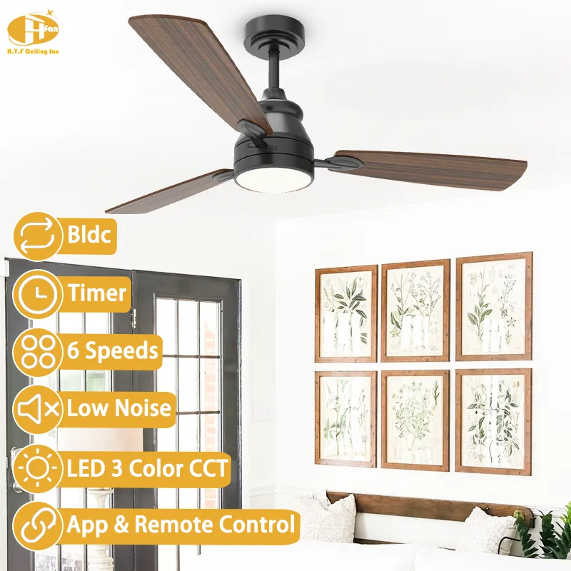 42 48 52 56 Inch 3-Blade PlyWood Ceiling Fan Low Noise DC Motor 6-Speed Smart/WiFi Remote-Modern Indoor Ceiling Fan - Image 4