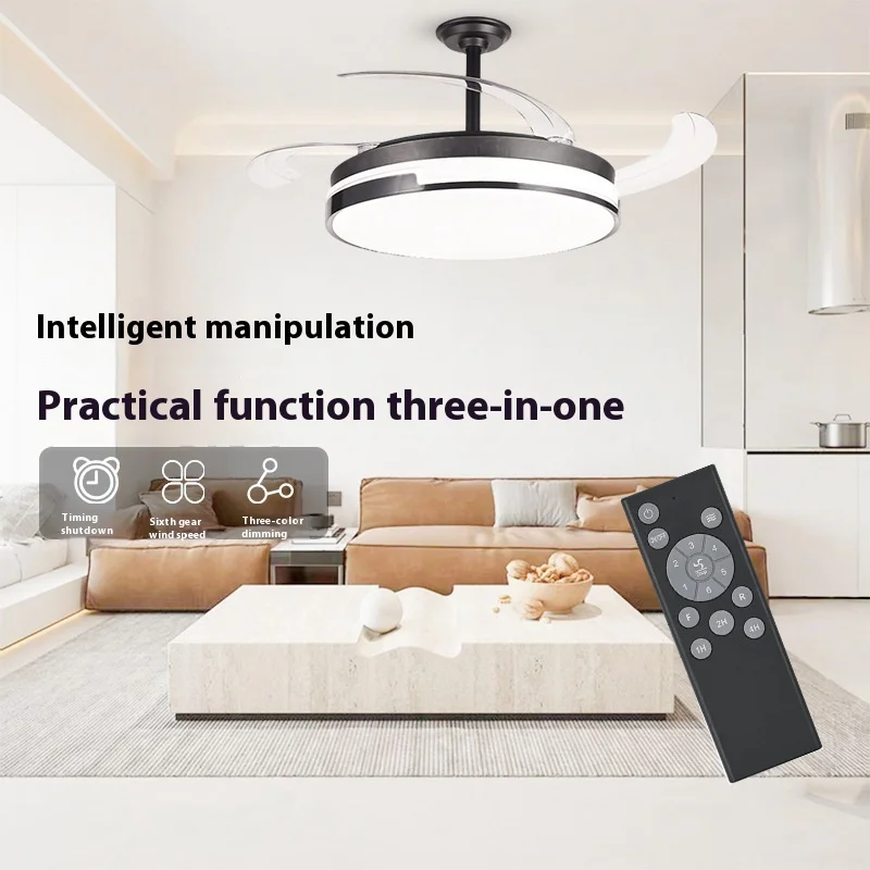 Hongyun Customizable Modern LED Light DC Motor Ceiling Fan 42 Inch Remote Control Wind Tune Cost-Effective for Home Restaurant - Image 3