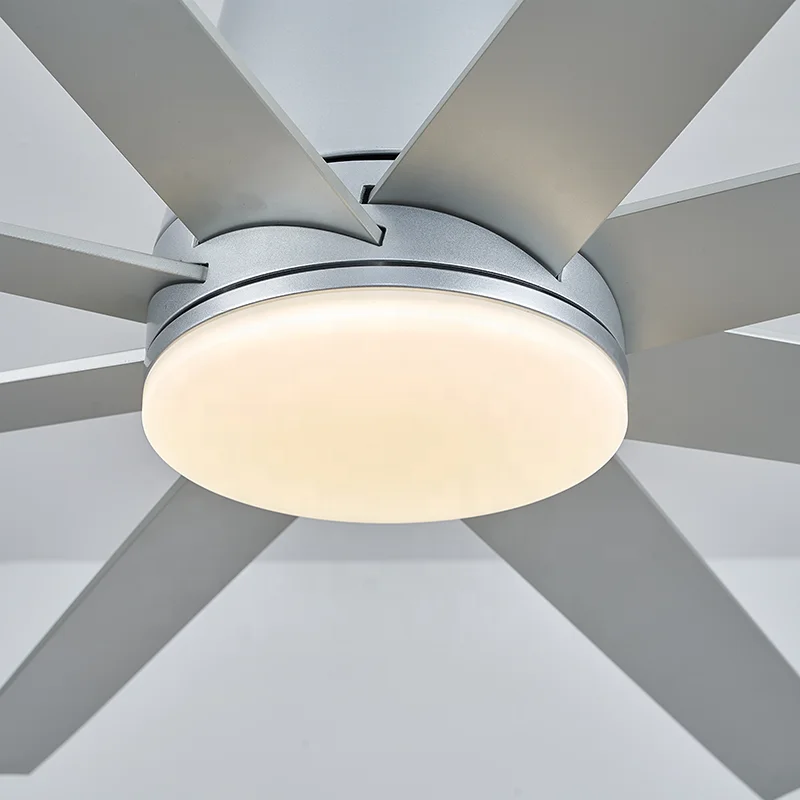 Industrial Style 8-Blade Metal DC Motor Silver LED Remote Control Ceiling Fans Traditional Design Dining Home Use - Image 4