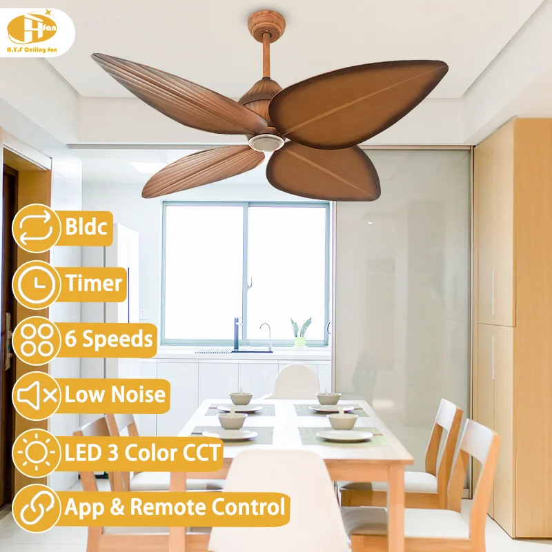 Retro Style 52 LED Dimmable Remote Straight Blades. Quiet DC Motor. Energy-Saving for Home Decorative Ceiling Fan - Image 2