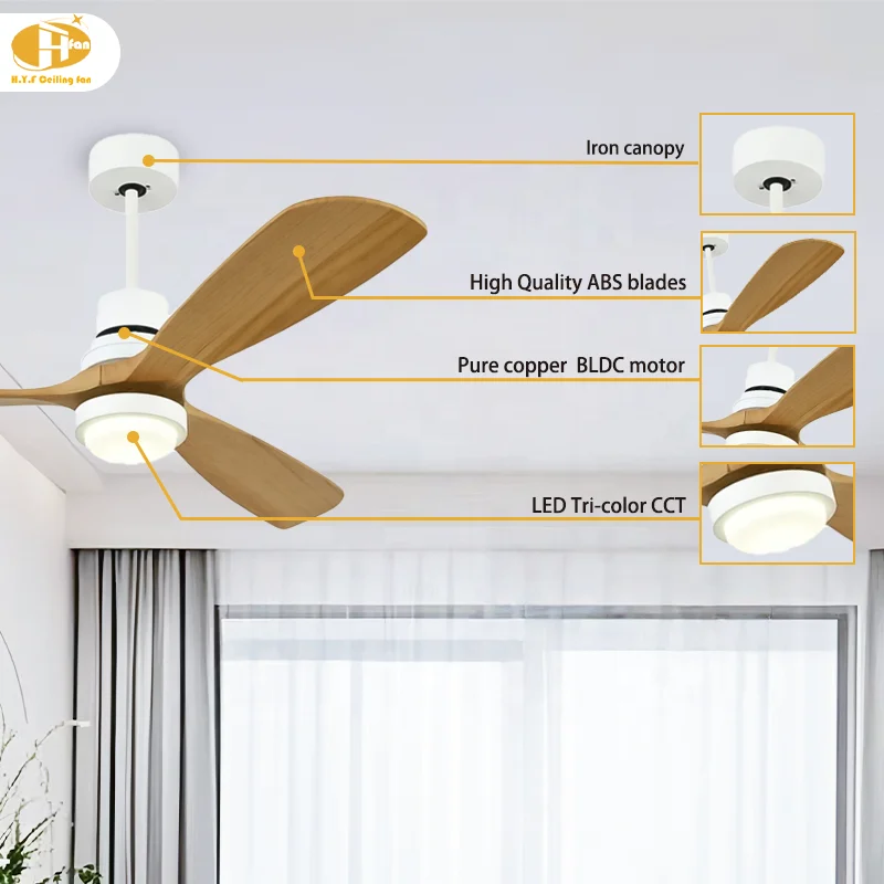 Hot Selling 52 Intelligent Mechanical Control Indoor Household Smart Ceiling Fans 3 Blade Wood Fan for Outdoor Garage Direct - Image 5
