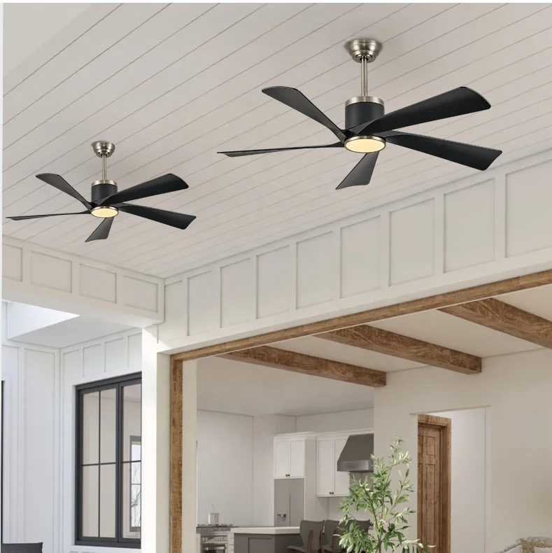 Modern 52 65 LED Ceiling Fan Light DC Motor Black Sand Nickel ABS Blades Infinitely Dimmable Smart APP Control Bedroom - Image 3