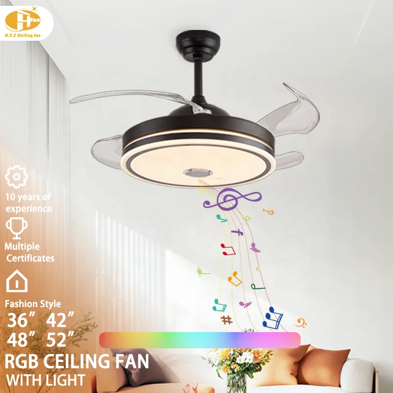 Factory Direct Sale 4 Pcs PC Blades Warm Light Ceiling Fan Six Speed DC Motor Remote Control Ceiling Fan - Image 4