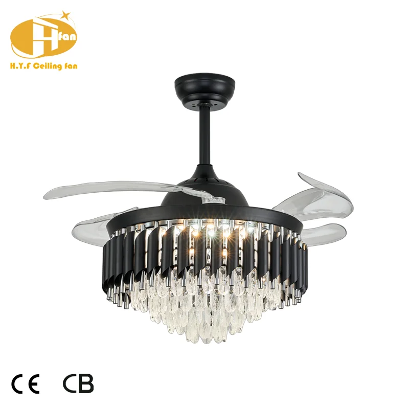 Hotel Chandelier Remote Control 6-speed Controllable air Volume DC Motor. Luxury Crystal Invisible Ventilador De Techo Con Luz - Image 4