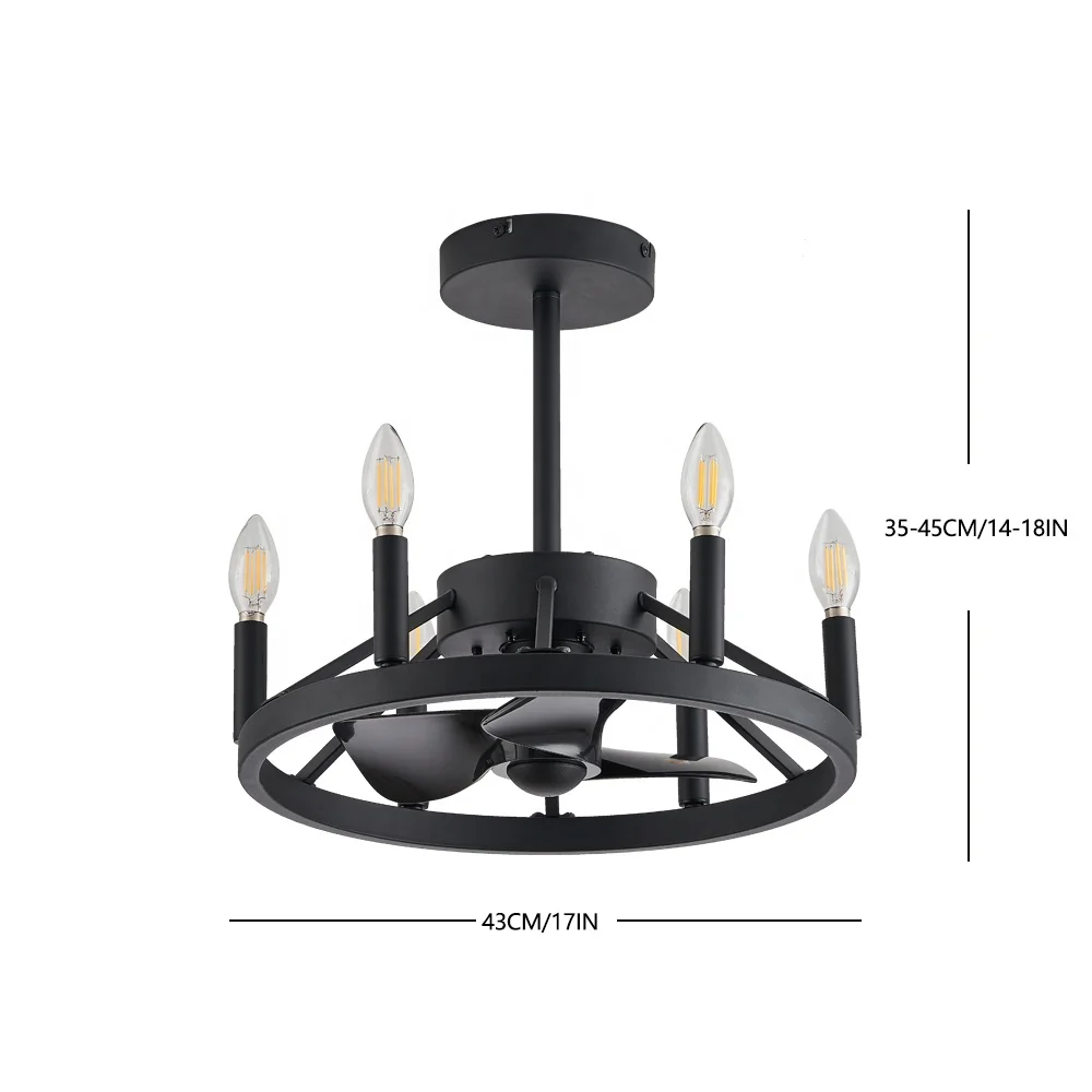 Industrial Style LED Ceiling Fan with Light Remote Control AC Powered for Dining - Image 3