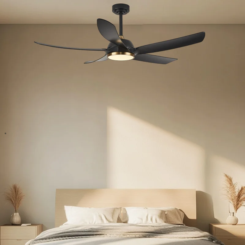 ABS 5 Blades Black LED Light Ceiling Fan Ceiling Fan Smart DC Motor Remote Control Ceiling Fan with Warm Light - Image 6