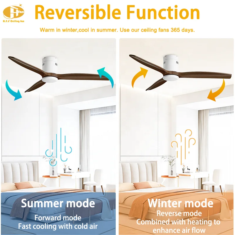 42 Inch Low Noise Nordic Style Ceiling Fan No Light Wood Tone Blades 6-Speed DC Motor Remote Control for Bedroom Living Room - Image 3