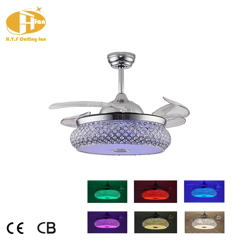 Modern Intelligent Dimmable RGB LED Light Sliver DC Retractable Ceiling Fan with Light and Remote for Living Room Bedroom Hotel - Image 2