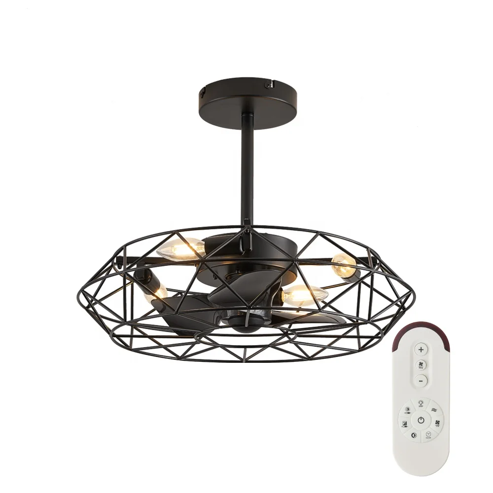 Traditional Style LED Ceiling Fans Iron Copper Body AC Powered Decorative Lighting for Dining Living Room Home Remote Control - Image 2