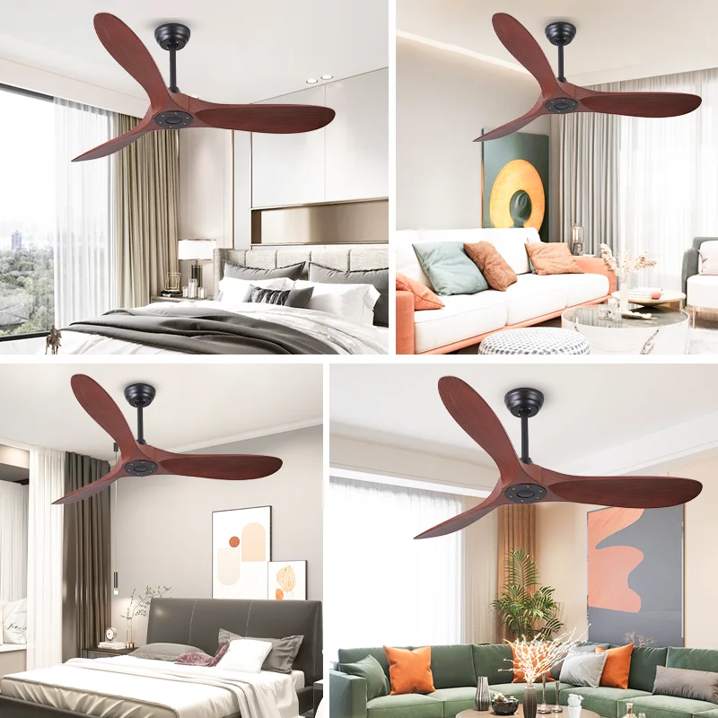 Modern Wood Finish DC Ceiling Fan. 3 Blades.CE CB Certified. Noiseless. Remote Control - Home Indoor Outdoor Cooling Fan - Image 5