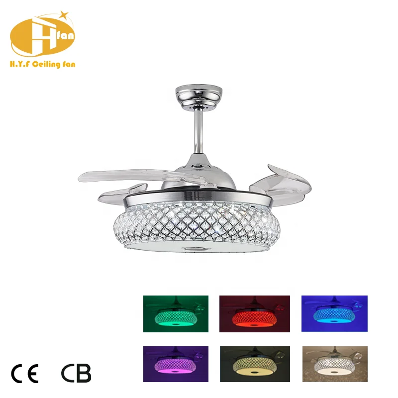 Modern Intelligent Dimmable RGB LED Light Sliver DC Retractable Ceiling Fan with Light and Remote for Living Room Bedroom Hotel - Image 3
