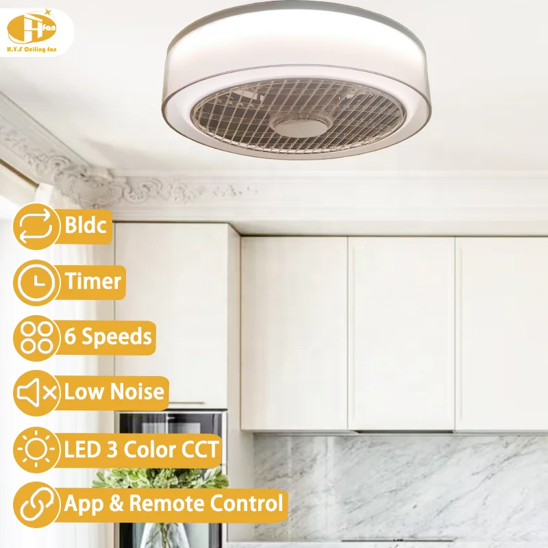 48/50 Inch LED Bladeless. Lamp Fan Ceil. Remote Control. 6-Speed DC Motor. Dimmable Light. Modern Design for Bedroom Living Room - Image 3