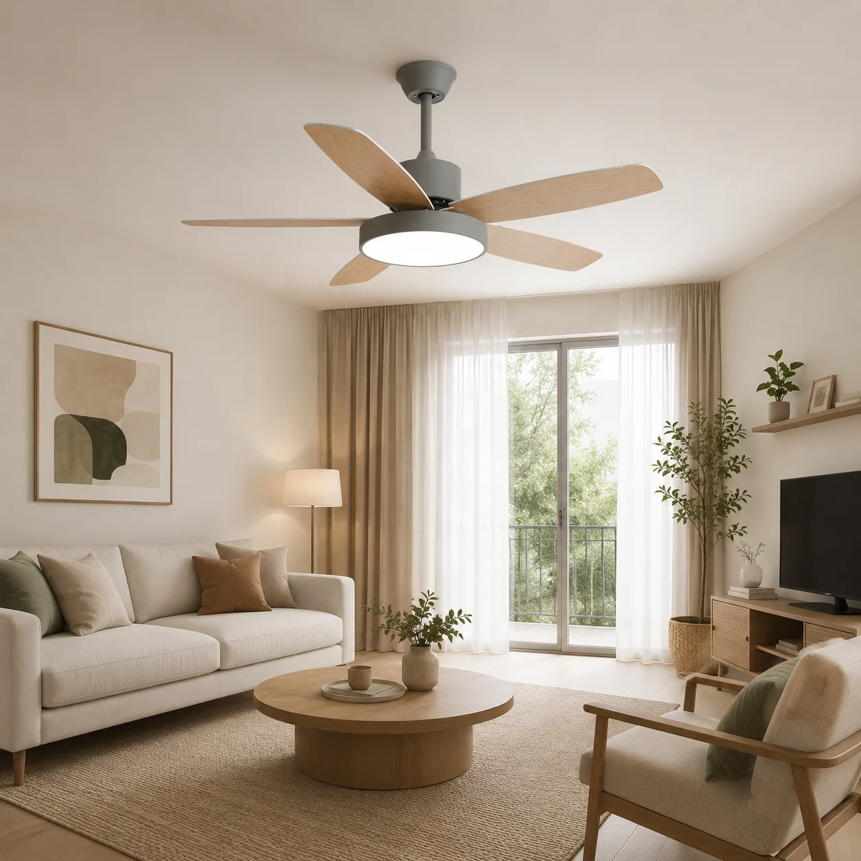 GREEN WIND Modern Ceiling Fan with LED Light Remote Control 42/48/52 Inch Chandelier Tricolor Light 6-Speed Dimmable - Image 3