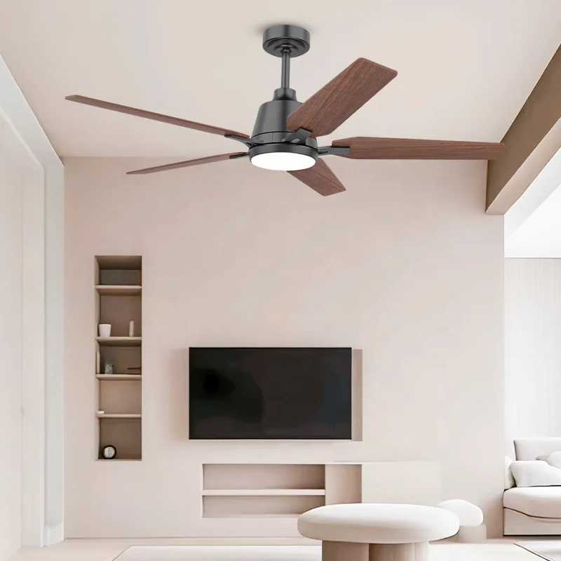 5 Blade Plywood Ceiling Fan 52/42-Inch Integrated LED Indoor Ceiling Fans with Light and Remote Control Included - Image 2