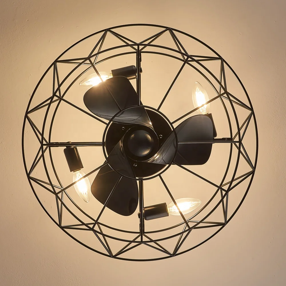 Traditional Style LED Ceiling Fans Iron Copper Body AC Powered Decorative Lighting for Dining Living Room Home Remote Control - Image 6
