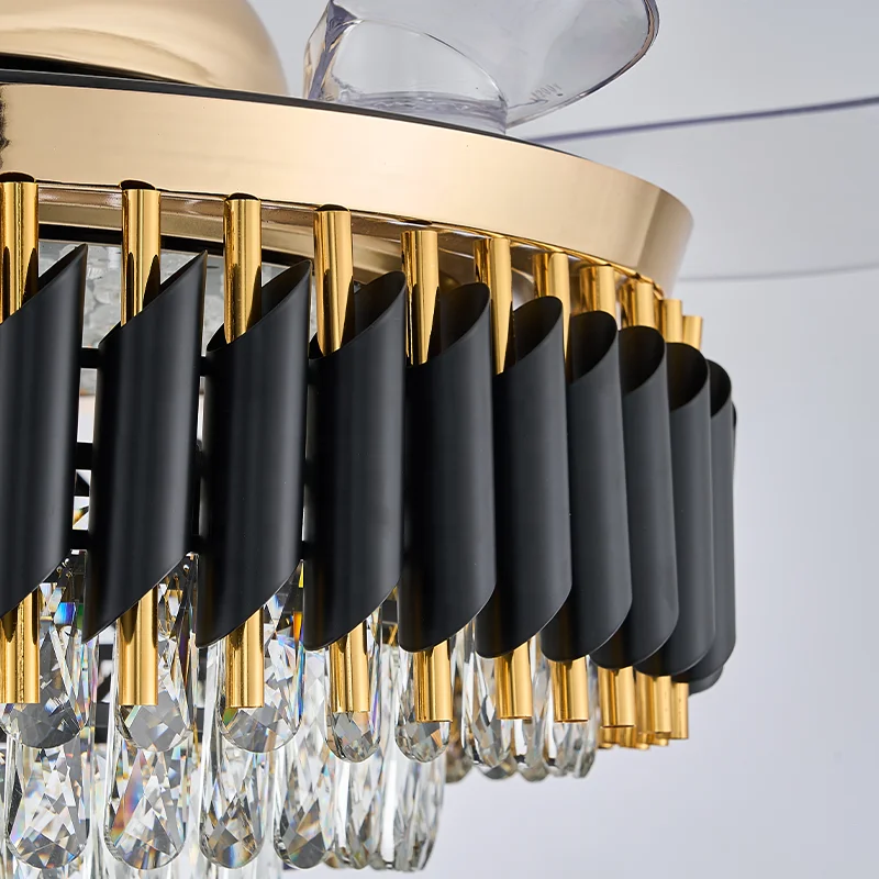Modern European Crystal LED Ceiling Fan RGB Light Black Gold Silver BLDC Motor Remote Control for Bedroom Home Decorative - Image 4