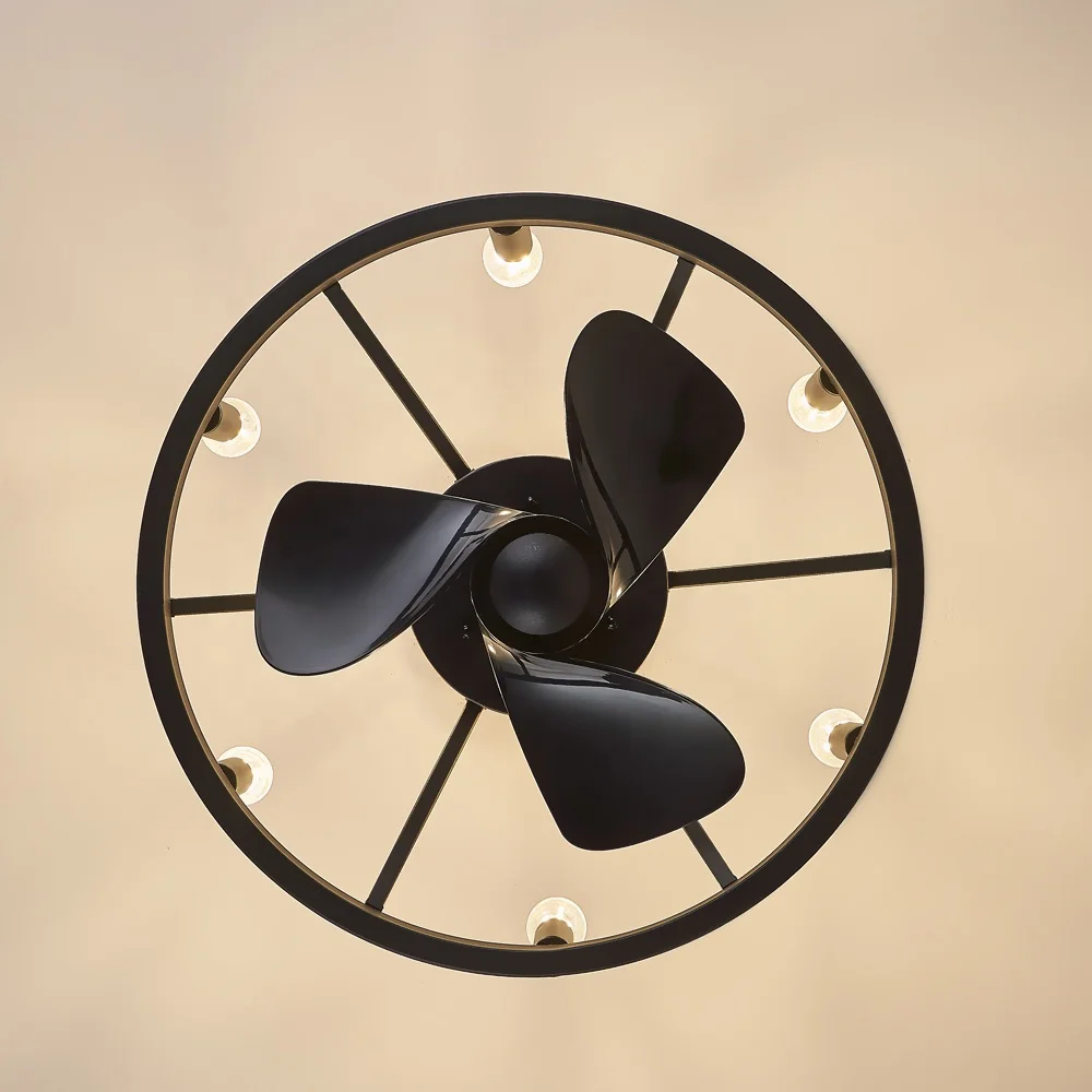 Industrial Style LED Ceiling Fan with Light Remote Control AC Powered for Dining - Image 6