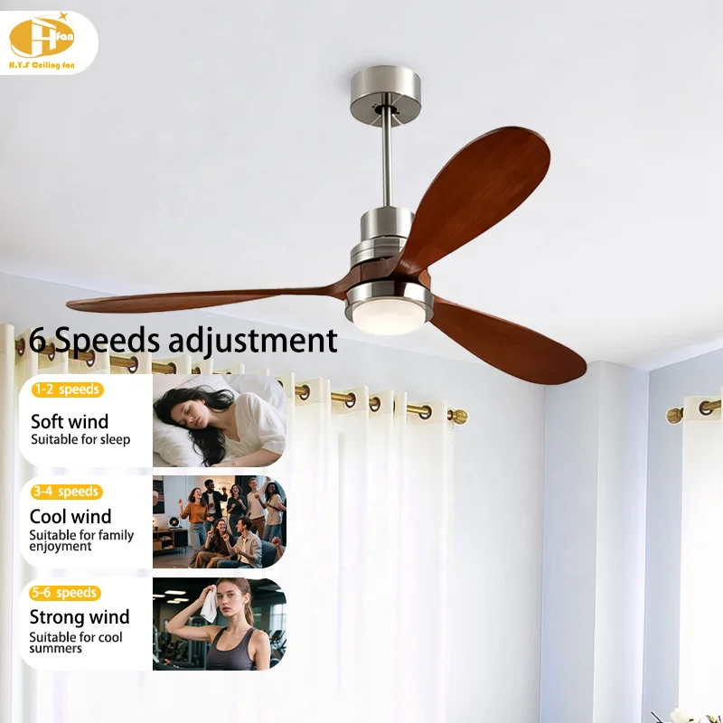 Professional American Nordic Retro 52 Inch LED Ceiling Fan Light Remote Control DC Wood Leaf Imported Frequency for Living Room - Image 4