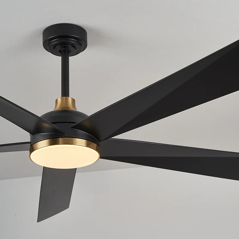 Factory in Stock Popular Style 65 Inches Five ABS Blades Ceiling Fan Black Gold Color Ceiling Fan with Light for Living Room - Image 5