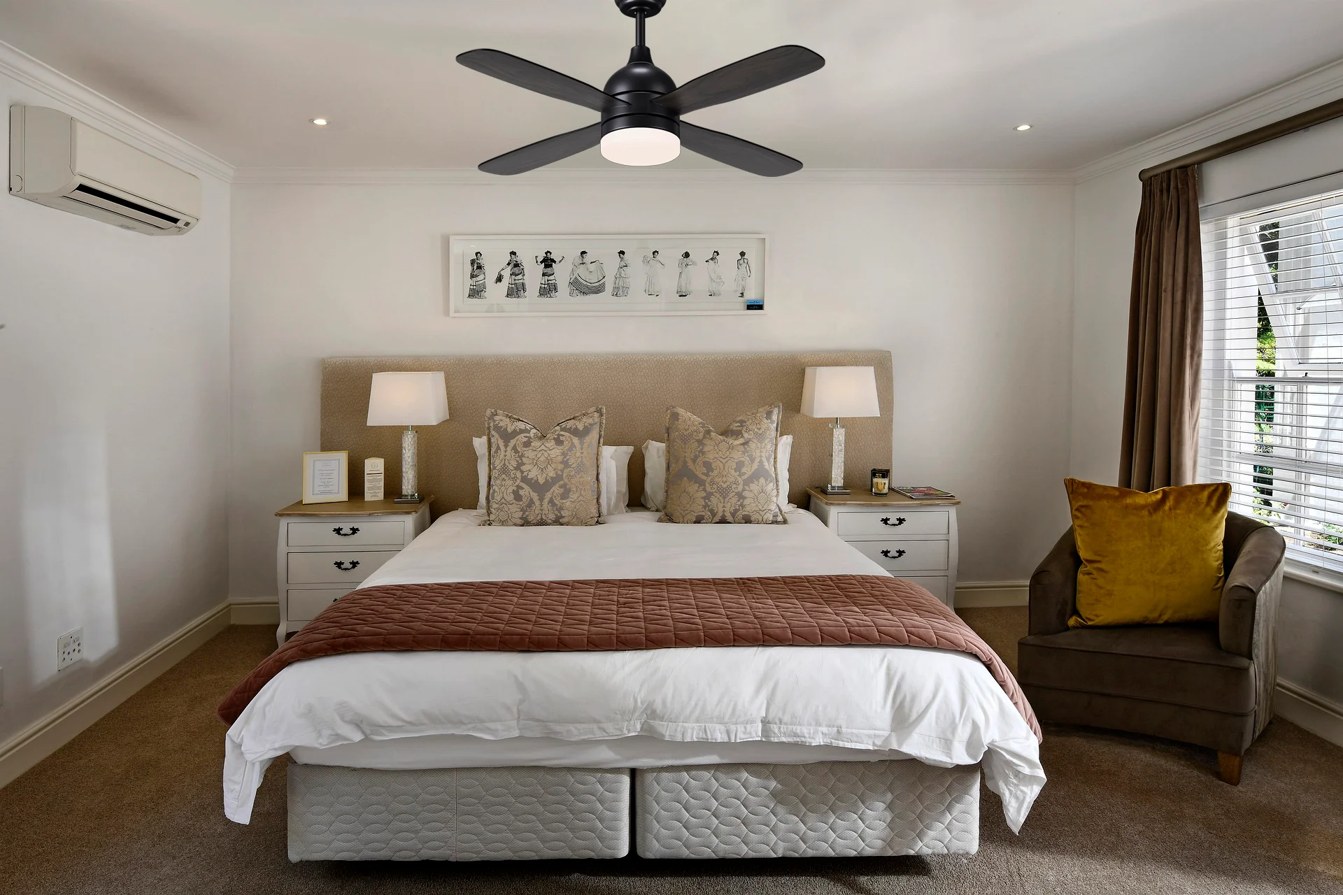 Modern Living Room LED Ceiling Fan with Light DC Motor Low Noise 4 Blades 42 Remote Control Plywood Construction - Image 2
