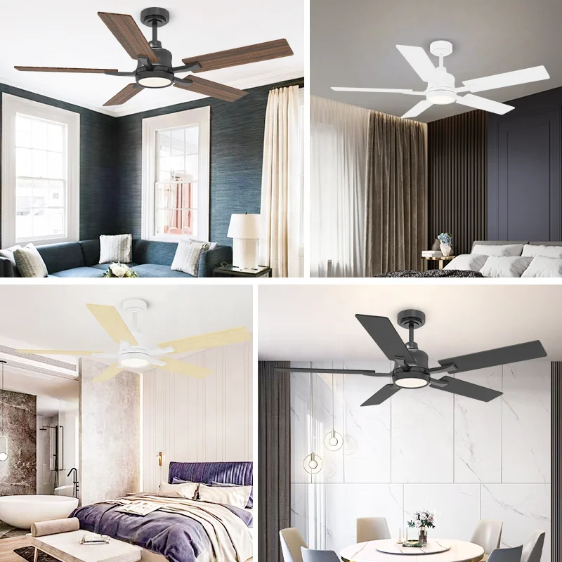 48 /52 Inch 5-Blade Ceiling Fan Light Matte LED & 6-Speed Quiet Reversible Motor Remote Control Minimalist Design for Home Decor - Image 5