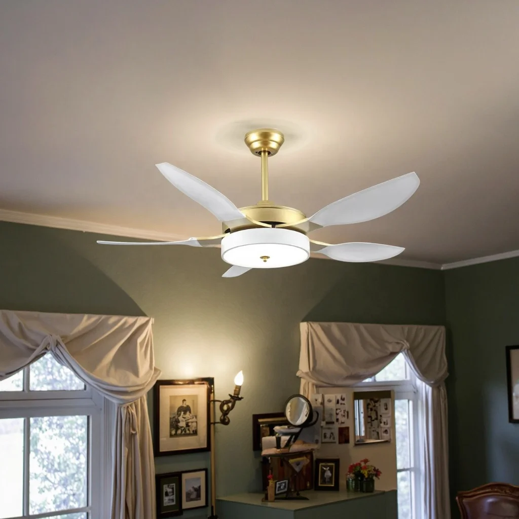 Modern LED Ceiling Fan with 5 Silent Blades and Splicing Color Remote Control DC Motor for Home Kitchen Bedroom Use - Image 5