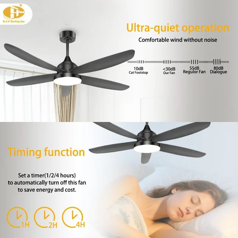 60/72 Inch RGB 5-Blade Black Ceiling Fan Light. Strong Airflow. Quiet DC Motor. Dimmable LED - Modern Living Room Fan Light - Image 3