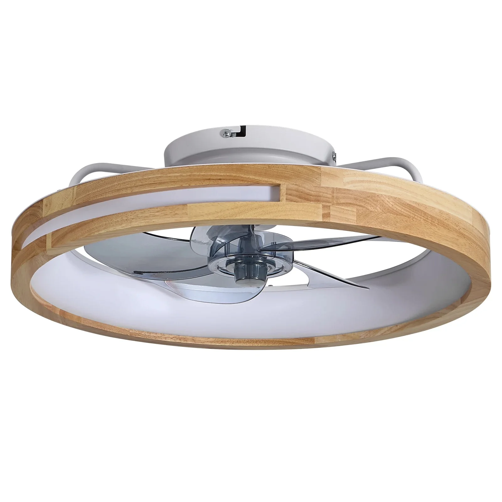 LED Ceiling Fan Wooden Leaves Remote Control Low Noise Modern Dimming Timing Speed Living Room Bedroom Dining Room Use Fan