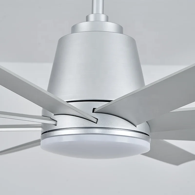 Industrial Style 8-Blade Metal DC Motor Silver LED Remote Control Ceiling Fans Traditional Design Dining Home Use - Image 5