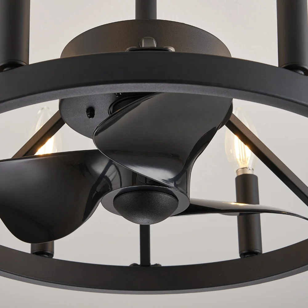 Industrial Style LED Ceiling Fan with Light Remote Control AC Powered for Dining - Image 5