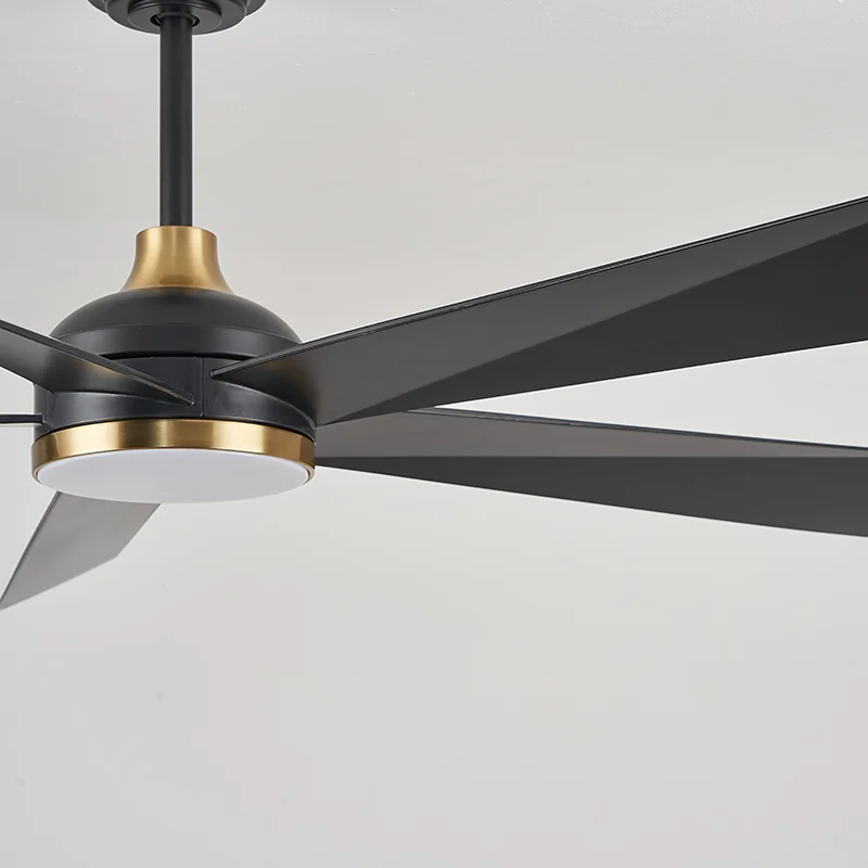 Factory in Stock Popular Style 65 Inches Five ABS Blades Ceiling Fan Black Gold Color Ceiling Fan with Light for Living Room - Image 4
