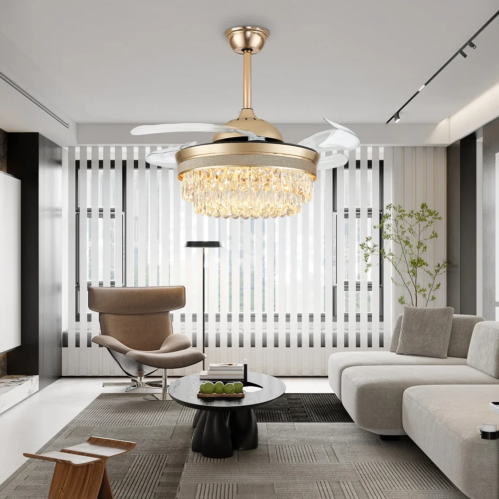 Factory Price Crystal Invisible Ceiling Fan Featuring Retractable Blades and Custom Logo for Global Distributors - Image 2