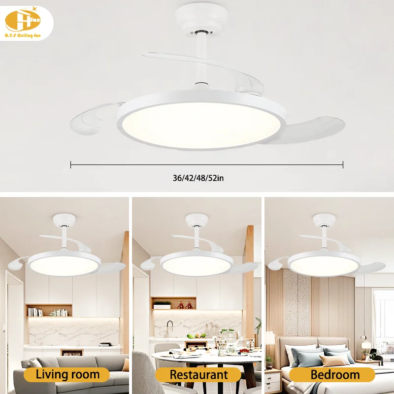 42'' Modern Ultra-Thin Stealth Ceiling Fan Light Full Spectrum Eye-Care LED. 6-Speed - Remote 42'' Ultra-Thin Fan Lamp - Image 4