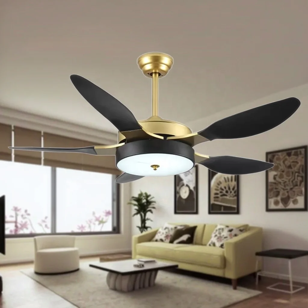 Modern LED Ceiling Fan with 5 Silent Blades and Splicing Color Remote Control DC Motor for Home Kitchen Bedroom Use - Image 2