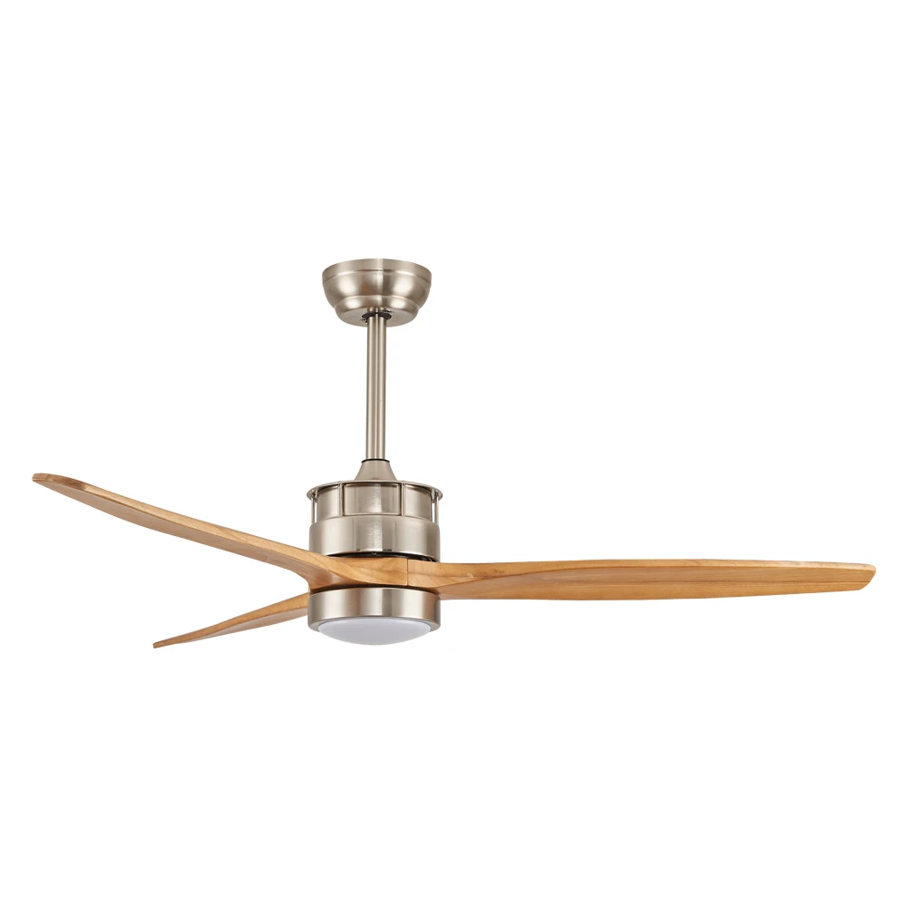 High Quality 3 Pcs Solid Wood Ceiling Fan Sand Nickel Color Silent Remote Control Ceiling Fan With LED Light - Image 2